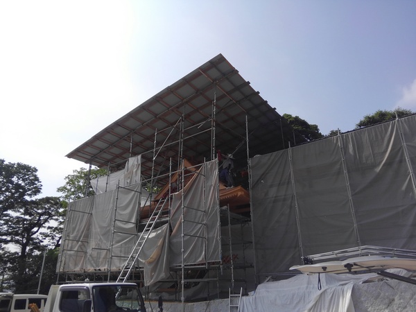 広島市安佐南区　細野神社拝殿新築屋根瓦葺き工事